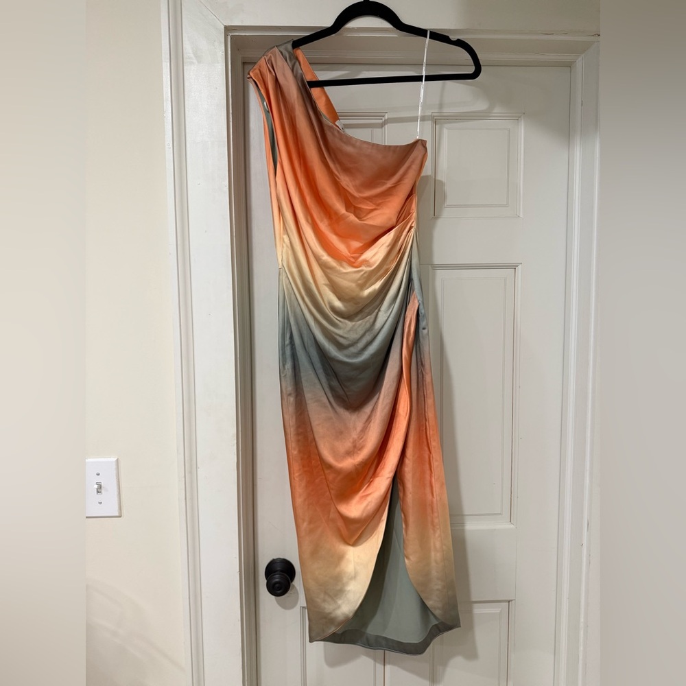 Elliatt Satin Ombre Slip Dress in Orange, Cream & Gray